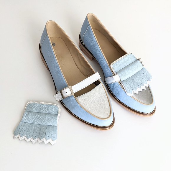 🇨🇦 New Ana Maria Dessin Leather Loafer Made In Canada - Picture 9 of 13